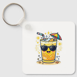 Cute Kawaii Cool Summer Tropical Drink SungSticker Keychain