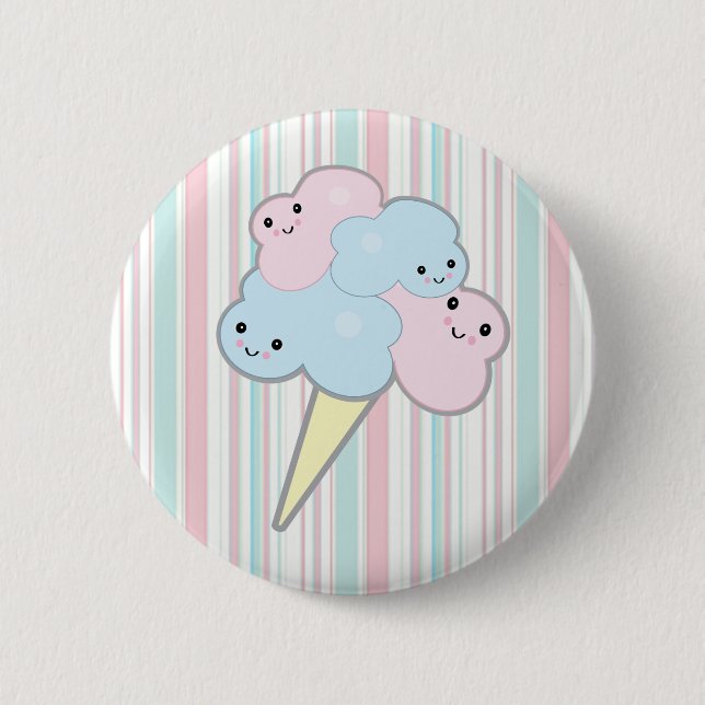 cute kawaii cotton candy 2 inch round button (Front)