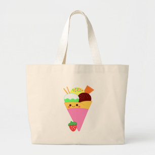cute kawaii crape large tote bag
