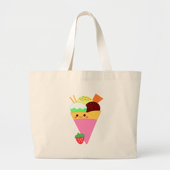 cute kawaii crape large tote bag (Front)