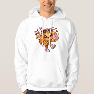 Cute Kawaii Croissant Doughnut Coffee Hoodie