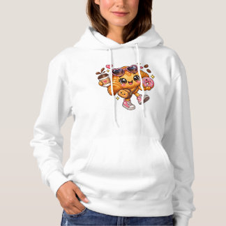 Cute Kawaii Croissant Doughnut Womens Coffee Hoodi Hoodie