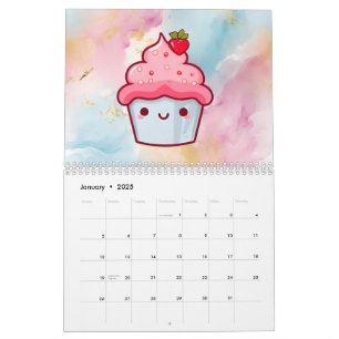 Cute kawaii cupcake food muffin calendar