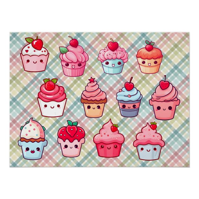 Cute kawaii cupcake food muffin poster (Front)