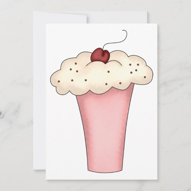 Cute Kawaii Cupcake Milkshake with Cherry  Invitation (Front)