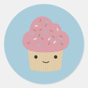 Cute Kawaii Cupcake with Pink Icing Classic Round Sticker