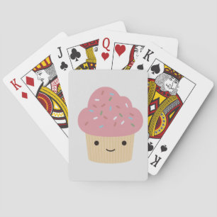 Cute Kawaii Cupcake with Pink Icing Playing Cards