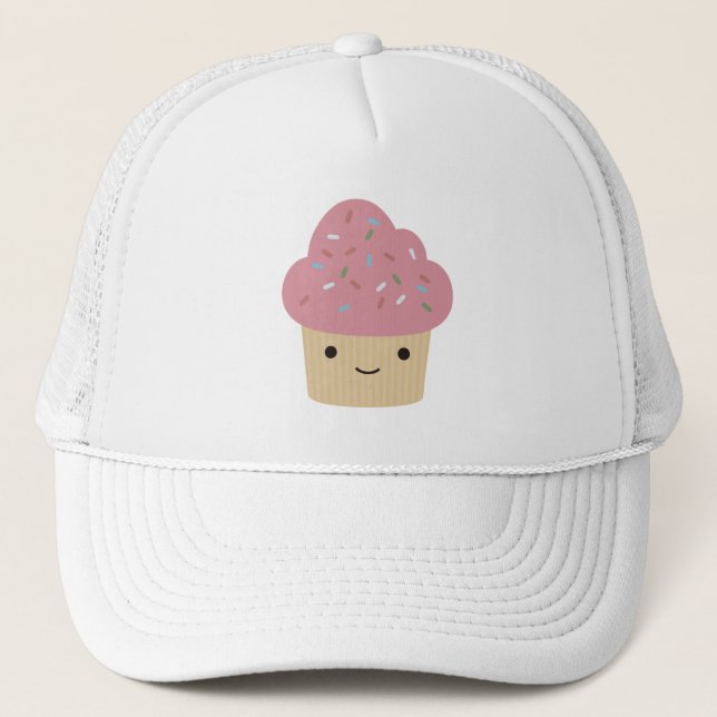 Cute Kawaii Cupcake with Pink Icing Trucker Hat (Front)