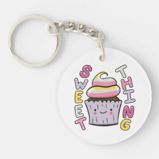 Cute Kawaii Cupcake with Text Keychain