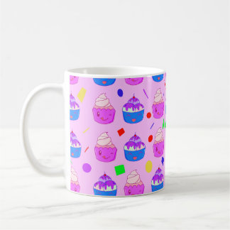 Cute Kawaii Cupcakes seamless pattern  Coffee Mug