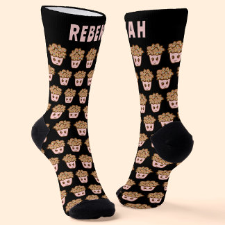 Cute Kawaii Cupcakes w/ Custom Name Printed Socks
