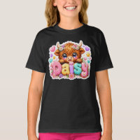 Cute Kawaii Daisy Highland Cow Name Pastel Pink Fl