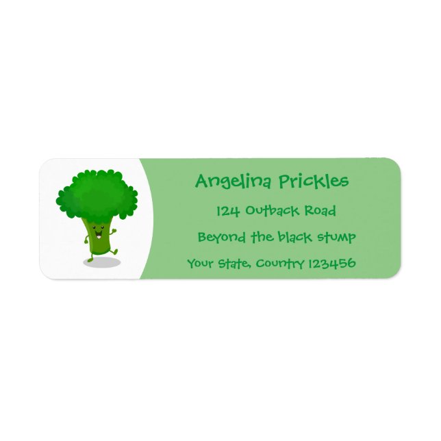 Cute kawaii dancing broccoli cartoon illustration (Front)