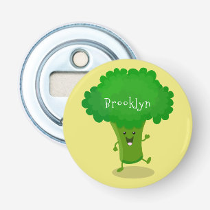 Cute kawaii dancing broccoli cartoon illustration bottle opener
