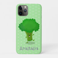 Cute kawaii dancing broccoli cartoon illustration