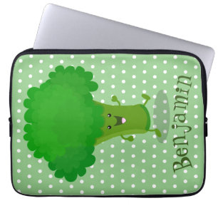 Cute kawaii dancing broccoli cartoon illustration laptop sleeve
