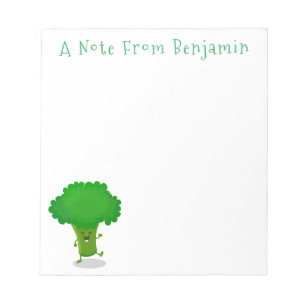 Cute kawaii dancing broccoli cartoon illustration notepad