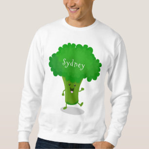 Cute kawaii dancing broccoli cartoon illustration sweatshirt