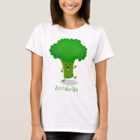 Cute kawaii dancing broccoli cartoon illustration