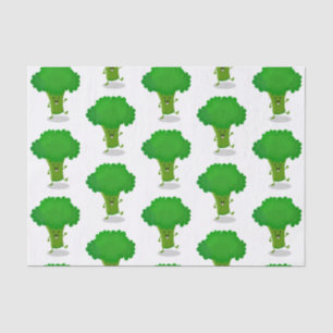 Cute kawaii dancing broccoli cartoon illustration tissue paper