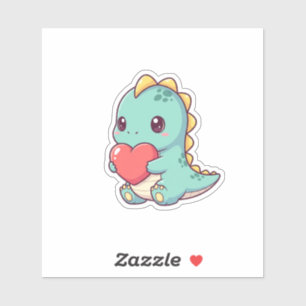 Cute Kawaii Dinosaur Holding a Heart