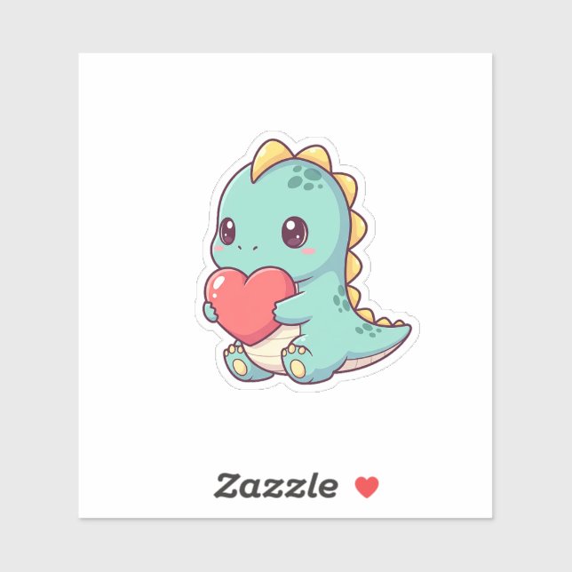 Cute Kawaii Dinosaur Holding a Heart (Sheet)