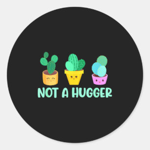 Cute Kawaii Do Not Hug I'm Not A Hugger Cactus  Classic Round Sticker