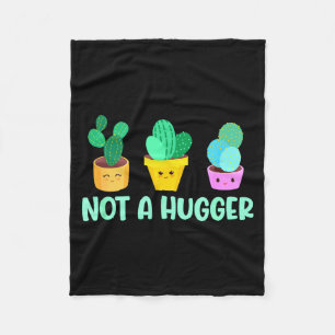Cute Kawaii Do Not Hug I'm Not A Hugger Cactus  Fleece Blanket