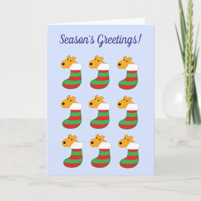 Cute Kawaii Dogs in Christmas Stockings Card (Front)