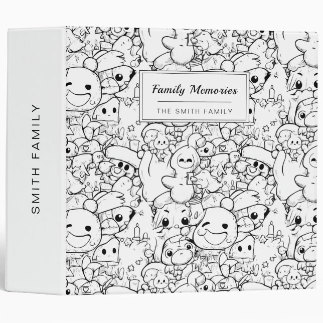 Cute Kawaii Doodle Characters (1) Binder (Front/Spine)