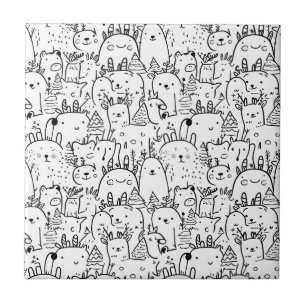 Cute Kawaii Doodle Characters (2) Tile