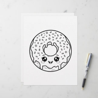 Cute Kawaii Doughnut With Sprinkles Colouring Page