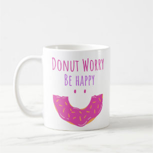 Cute Kawaii Doughnut Worry Be Happy Doughnut Coffee Mug