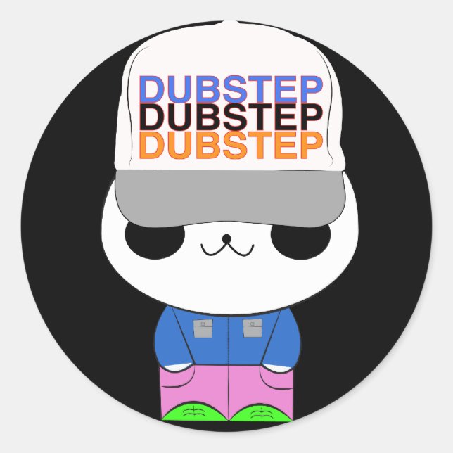 Cute kawaii dubstep panda classic round sticker (Front)