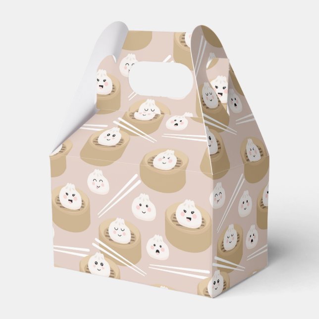 Cute Kawaii Dumplings Steamer Chopsticks  Favor Box (Front Side)