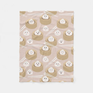 Cute Kawaii Dumplings Steamer Chopsticks  Fleece Blanket