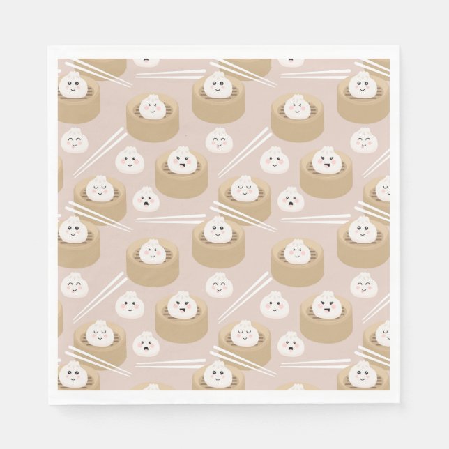 Cute Kawaii Dumplings Steamer Chopsticks  Napkin (Front)