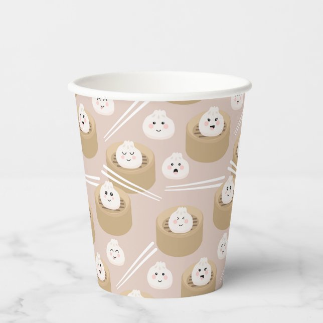 Cute Kawaii Dumplings Steamer Chopsticks  Paper Cups (Front)
