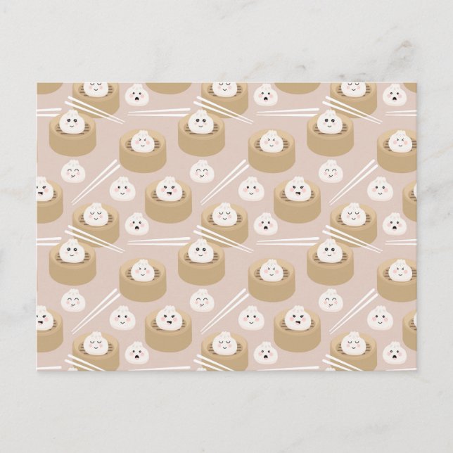 Cute Kawaii Dumplings Steamer Chopsticks  Postcard (Front)