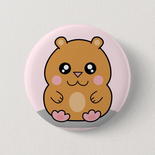 Cute Kawaii Dwarf Hamster Cartoon Button (Front)