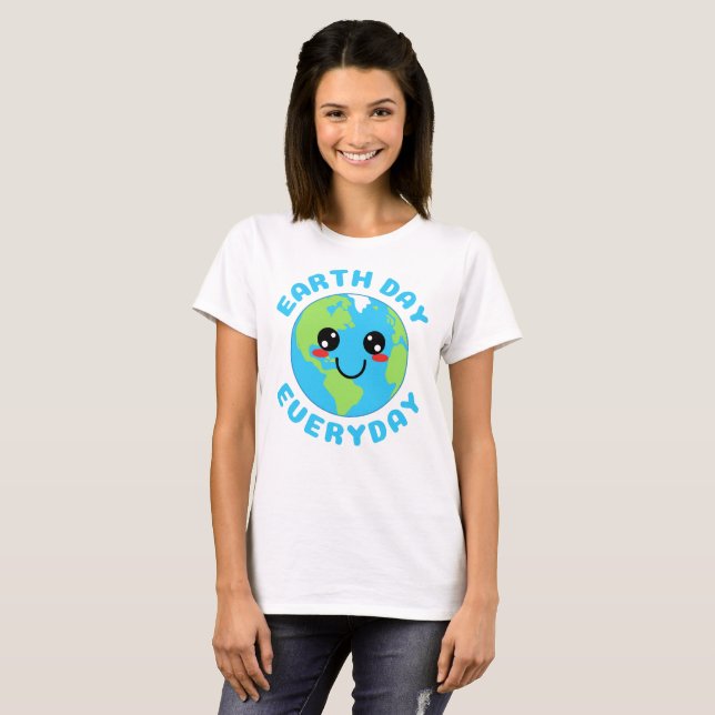 Cute Kawaii Earth Day Everyday T-Shirt (Front Full)