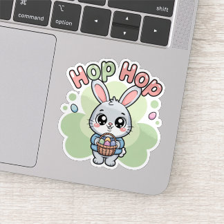 Cute Kawaii Easter Bunny Hop Illustration