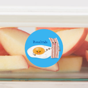 Cute kawaii egg and bacon cartoon illustration