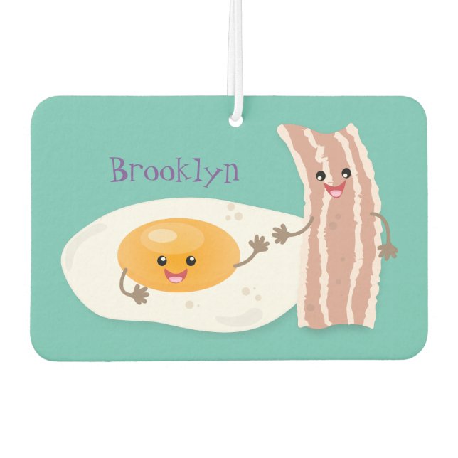 Cute kawaii egg and bacon cartoon illustration  air freshener (Front)