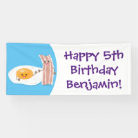 Cute kawaii egg and bacon cartoon illustration