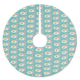 Cute kawaii egg and bacon cartoon illustration brushed polyester tree skirt