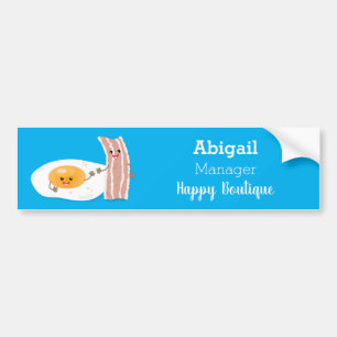 Cute kawaii egg and bacon cartoon illustration bumper sticker