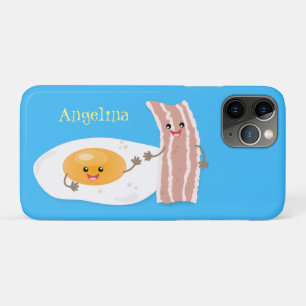 Cute kawaii egg and bacon cartoon illustration iPhone 11 pro case