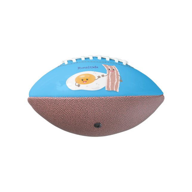 Cute kawaii egg and bacon cartoon illustration football (Rotated 270)