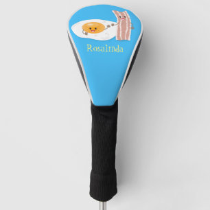 Cute kawaii egg and bacon cartoon illustration golf head cover